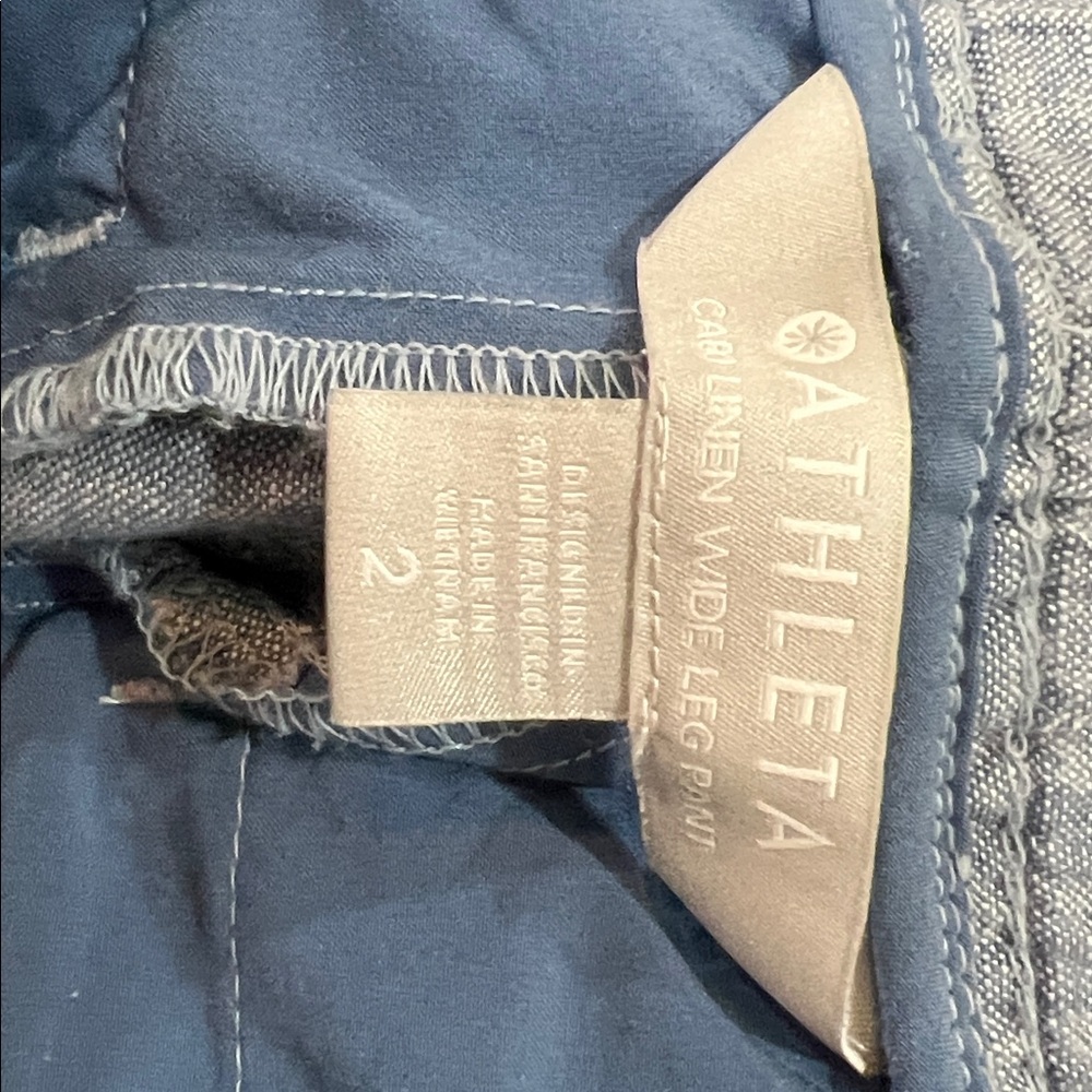 Athleta Light Blue Linen Wide-Leg Drawstring Pants - Picture 4 of 6
